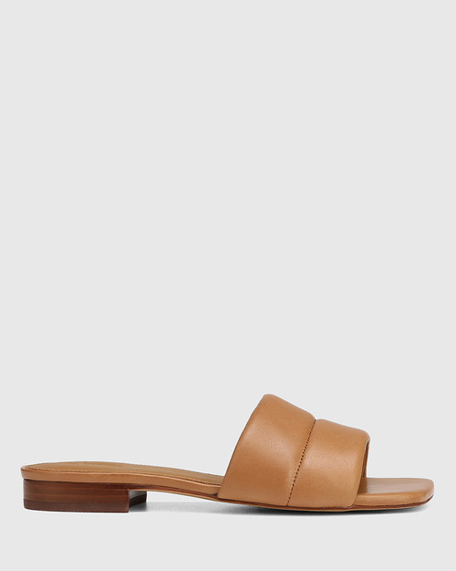 Asmara Golden Tan Leather Flat Slide & Wittner & Wittner Shoes