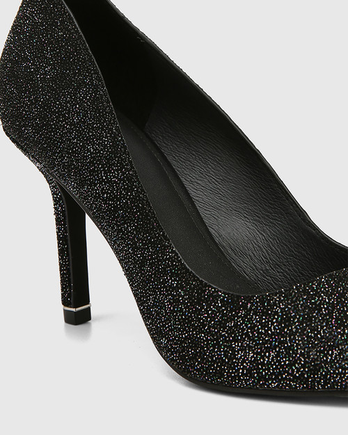Quendra Black Sparkle Suede Pointed Toe Pump & Wittner & Wittner Shoes