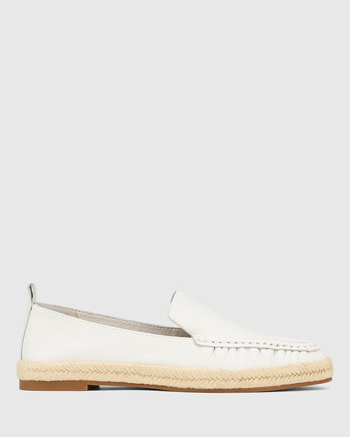 Xun White Leather Espadrille Loafer