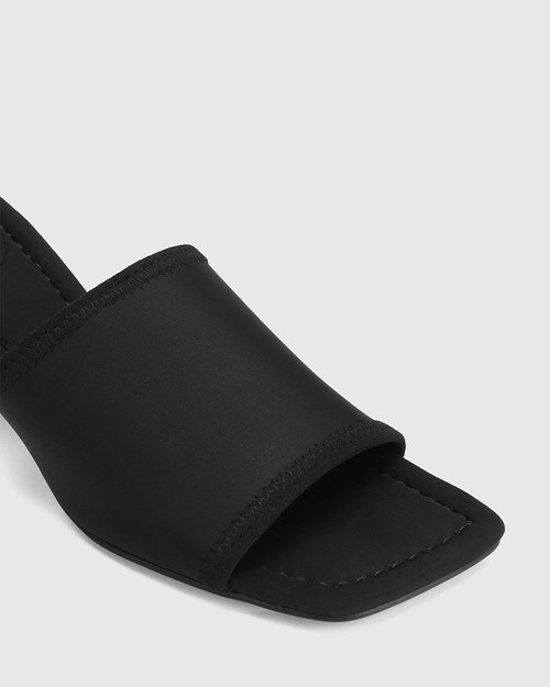 Katoka Black Recycled Neoprene Textile Block Heel Sandal. & Wittner & Wittner Shoes
