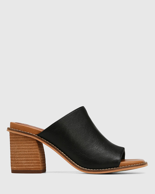 Cremorne Black Leather Block Heel Sandal & Wittner & Wittner Shoes
