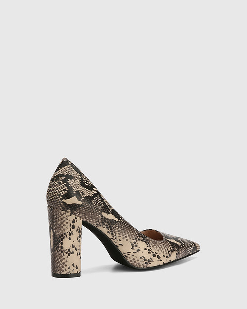 Huda Putty Embossed Printed Leather Block Heel Pump & Wittner & Wittner Shoes