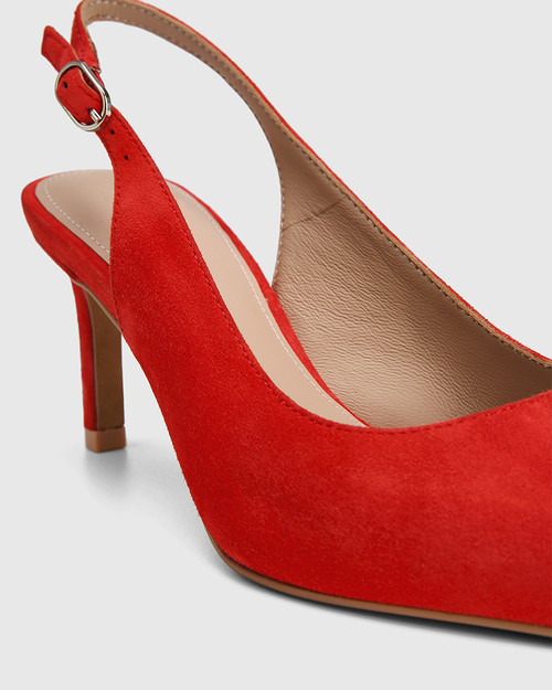 Red suede store slingback shoes