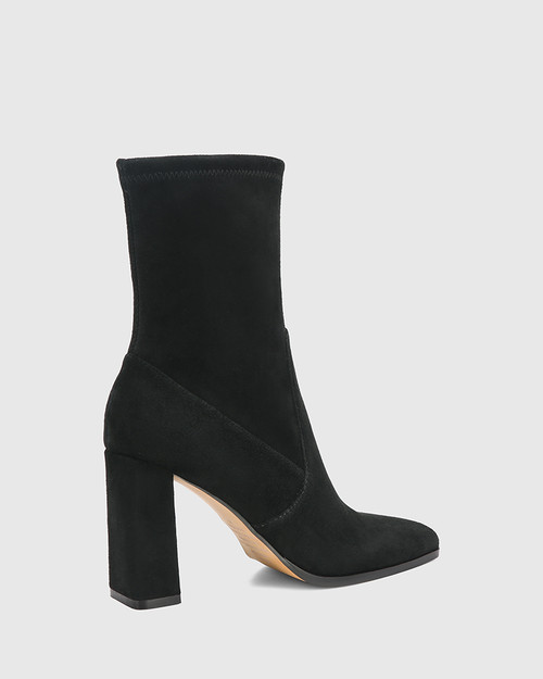 Ursella Black Suede Leather Block Heel Ankle Boot & Wittner & Wittner Shoes
