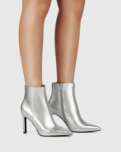 Hanako Silver Metallic Stiletto Heel Ankle Boot & Wittner & Wittner Shoes