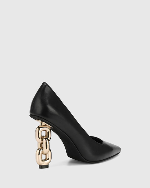 Howell Black Leather Chain Heel Pump & Wittner & Wittner Shoes