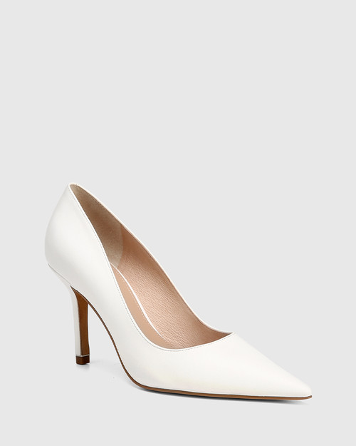 Haylen White Leather Extended Heel 