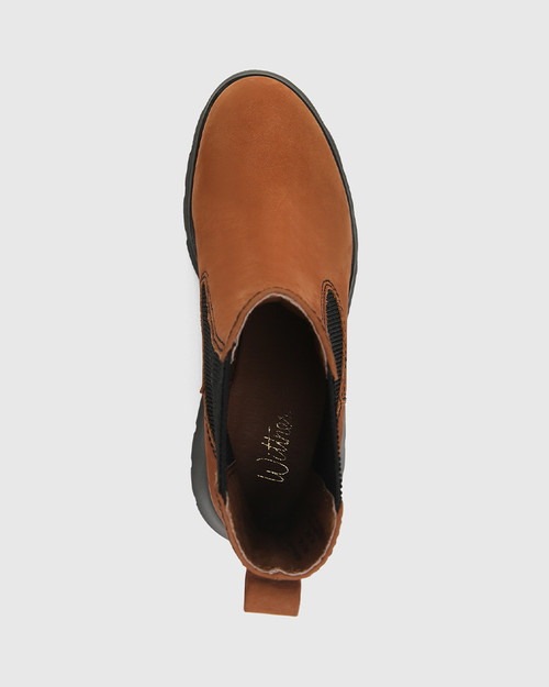 Cinzia Dark Cognac Nubuck Leather Ankle Boot & Wittner & Wittner Shoes