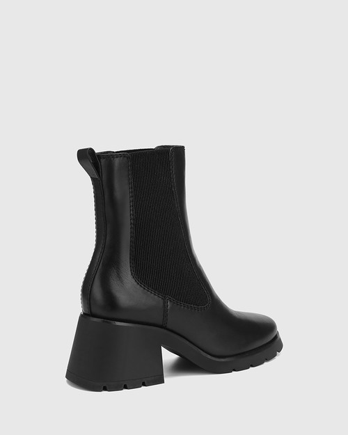 Cinzia Black Leather Block Heel Ankle Boot  & Wittner & Wittner Shoes