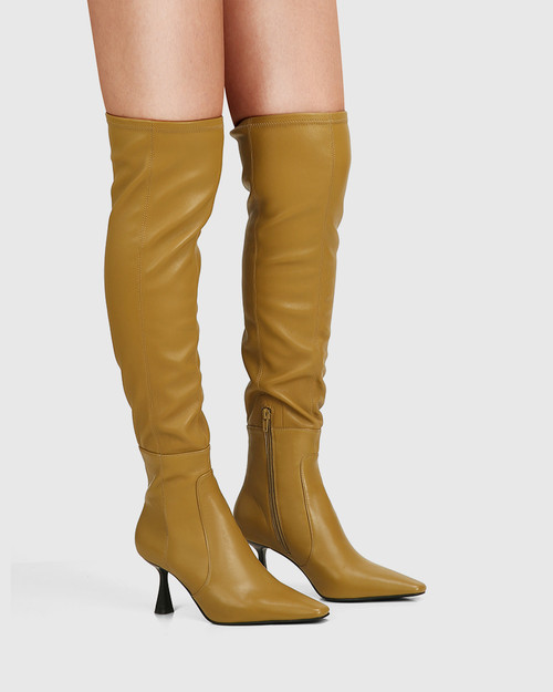 Petrova Sicilian Green Stretch Leather Over The Knee Boot & Wittner & Wittner Shoes