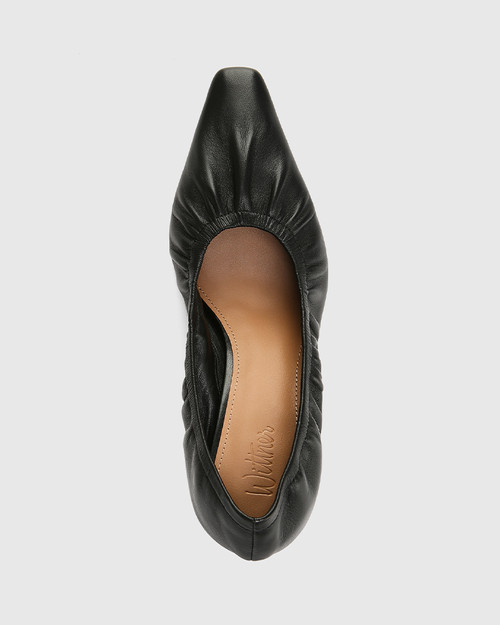 Paltrow Black Leather Flared Heel Pump & Wittner & Wittner Shoes