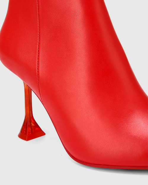 Red leather high heel boots by Kurt Geiger are available online now | HELLO!