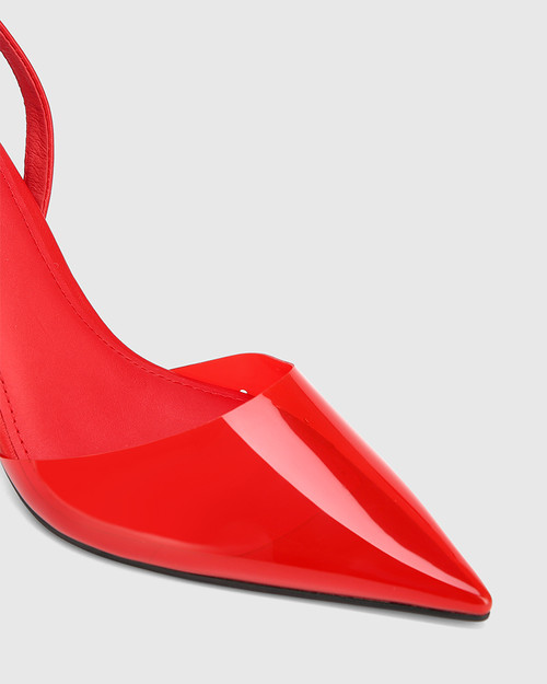 Quela Red Leather and Vinyl Flared Heel Pump & Wittner & Wittner Shoes