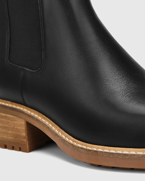 Fido Black Leather Gusset Ankle Boot