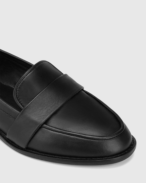 Hestia Black Leather Flat Loafer  & Wittner & Wittner Shoes