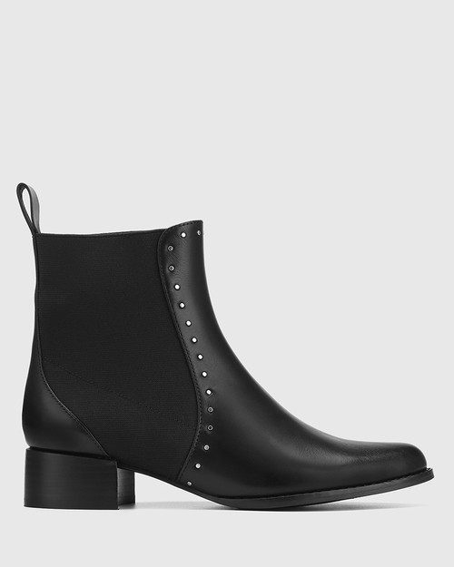 Berry Black Leather Elastic Gusset 