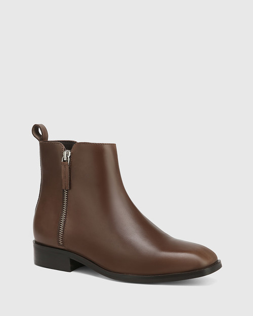 Elsie Mocha Leather Ankle Boot 