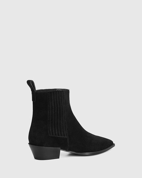 Gadot Black Suede Block Heel Ankle Boot & Wittner & Wittner Shoes