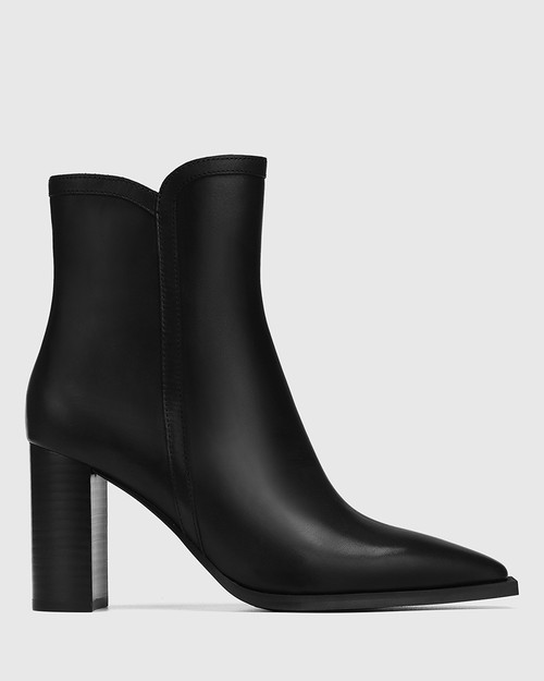Harmon Black Leather Block Heel Ankle Boot & Wittner & Wittner Shoes