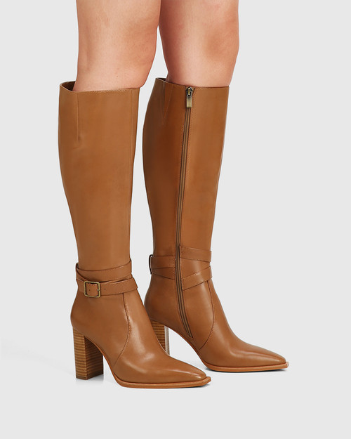 Hunny Hazel Leather Block Heel Long Boot