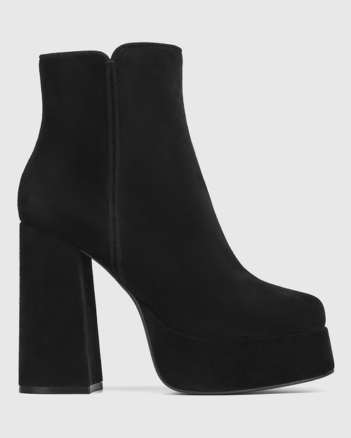 Yasabel Black Suede Platform Heel Ankle Boot  & Wittner & Wittner Shoes