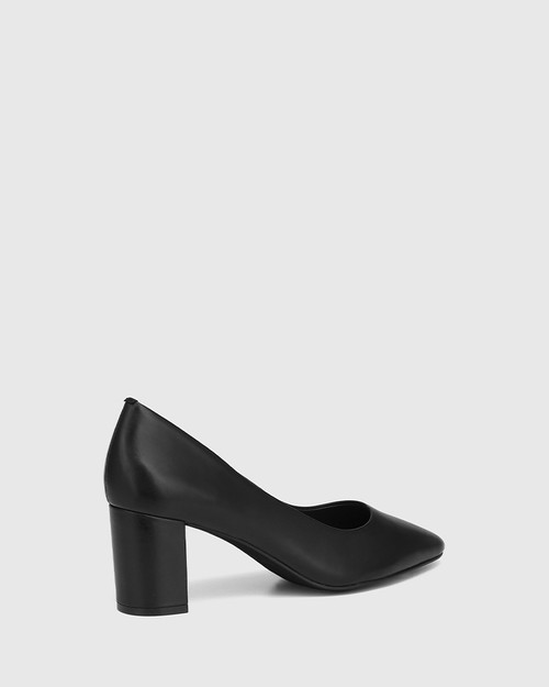 Danson Black Leather Block Heel Pump & Wittner & Wittner Shoes