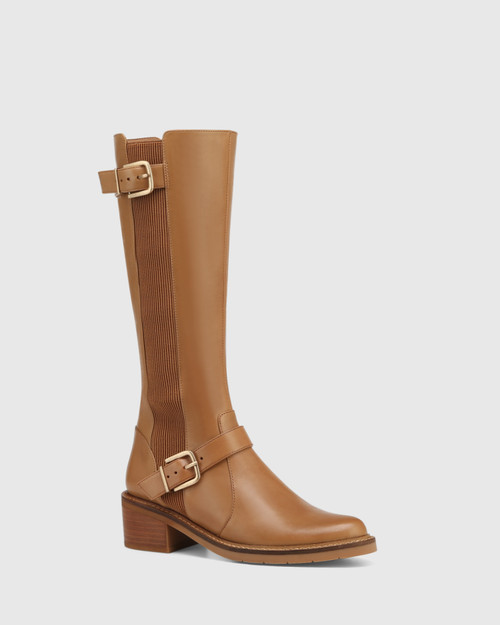 Braxton Hazel Leather with Elastic Long Boot 