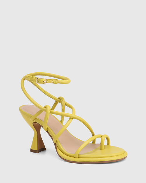 Uno Citrus Leather Flared Heel Strappy Sandal 