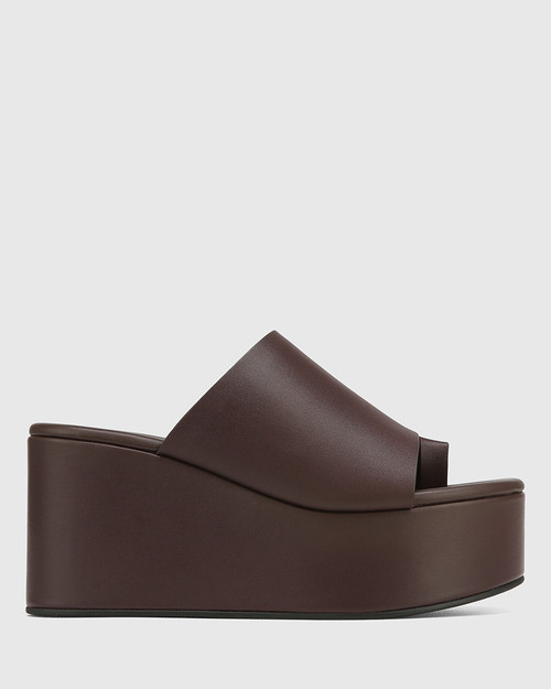 Stacey Mahogany Leather Flatform Slide & Wittner & Wittner Shoes