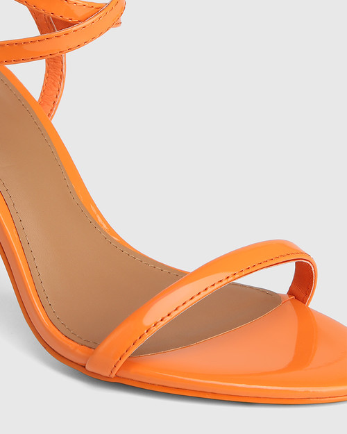 Buy GNIST Orange Strappy Tie Up Block Heel Sandal Online