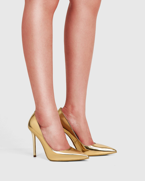 Lesia Women's Gold Mirror Three-Piece Stone Thin High Heel Evening Dress  Shoes - Trendyol
