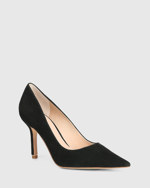 Quendra Black Modern Suede Pointed Toe Pump