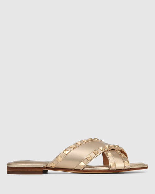 Calabria Tuscan Gold Leather Flat Sandal