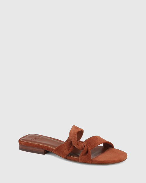 Adele Russet Suede Leather Flat Sandal & Wittner & Wittner Shoes