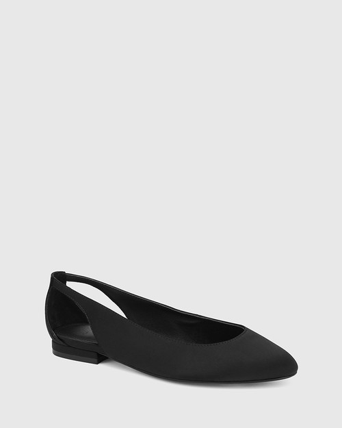 Amaranda Black Recycled Satin Ballet Flat & Wittner & Wittner Shoes