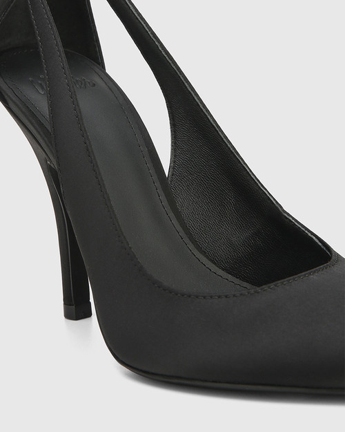 Verdie Black Recycled Satin Stiletto Heel Pump & Wittner & Wittner Shoes