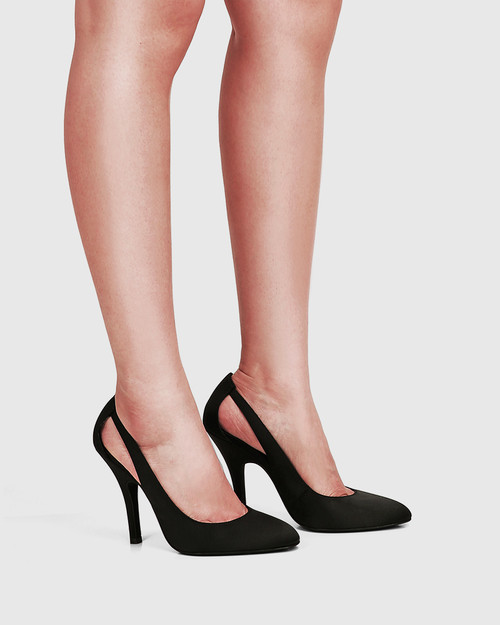 Verdie Black Recycled Satin Stiletto Heel Pump & Wittner & Wittner Shoes