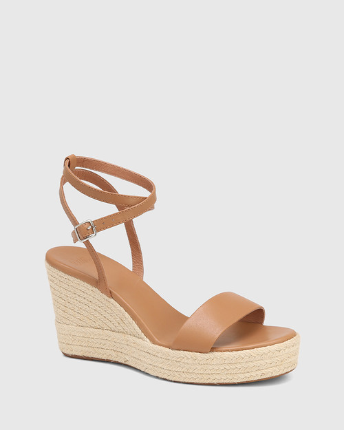 Veorra Sunkissed Tan Leather Espadrille Wedge Sandal