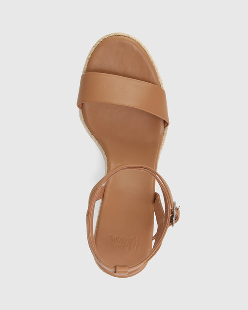 Veorra Sunkissed Tan Leather Espadrille Wedge Sandal & Wittner & Wittner Shoes