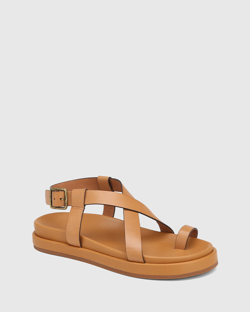 Bimbi Tan Leather Flatform Sandal