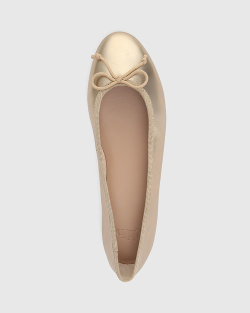 Agnes Champagne Metallic Leather Ballet Flat & Wittner & Wittner Shoes