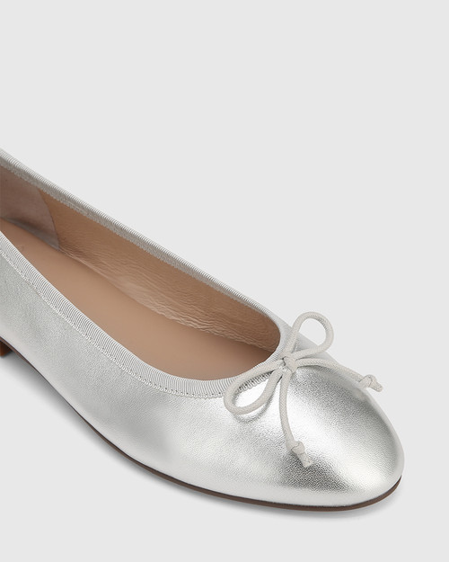 Agnes Silver Metallic Leather Ballet Flat