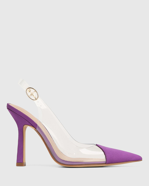 Wilbert Purple Recycled Satin And Vinyl Stiletto Heel Slingback & Wittner & Wittner Shoes