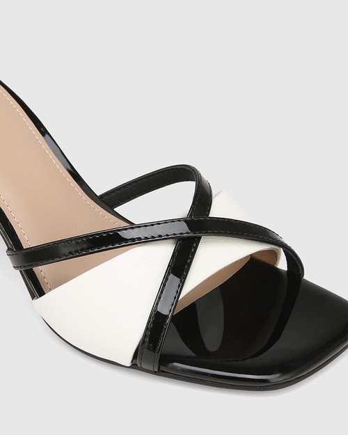Char Black And White Leather Stiletto Heel Sandal & Wittner & Wittner Shoes