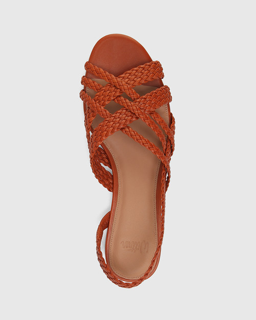 Briley Burnt Tan Weaved Leather Sandal