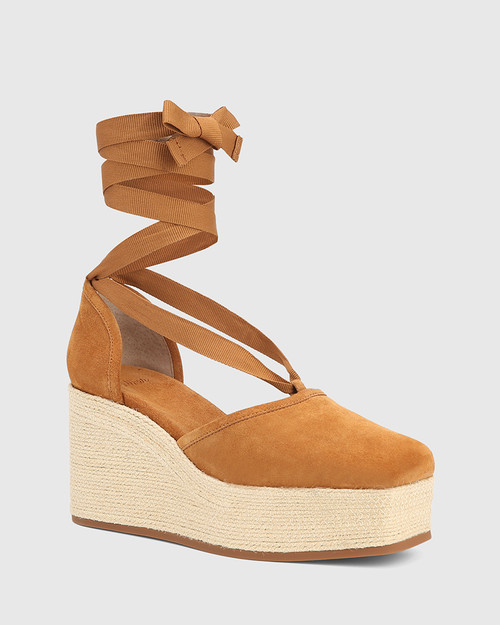 Sadiya Amber Tan Suede Wedge Heel Espadrille & Wittner & Wittner Shoes