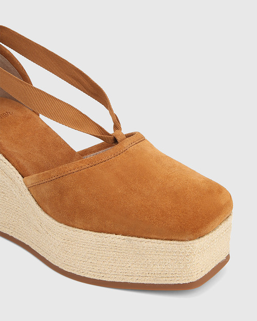 Sadiya Amber Tan Suede Wedge Heel Espadrille & Wittner & Wittner Shoes