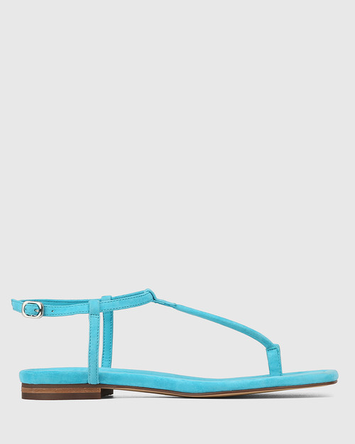 Elwood Azure Blue Suede Flat Sandal & Wittner & Wittner Shoes