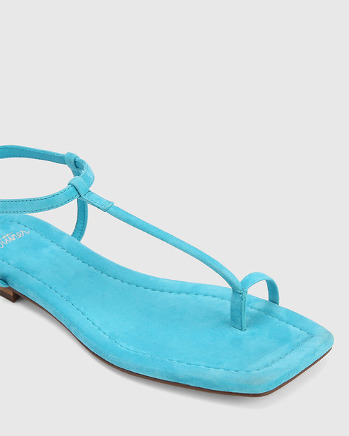 Elwood Azure Blue Suede Flat Sandal & Wittner & Wittner Shoes