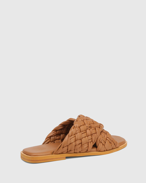 Danim Tan Woven Leather Flat Sandal & Wittner & Wittner Shoes